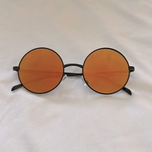 Orange mirrored round sunglasses